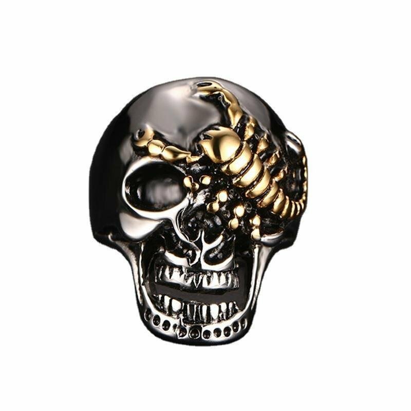 LEGENDS Personality Domineering Gold Scorpion Skull Men’s Fashion Ring Size 7-14