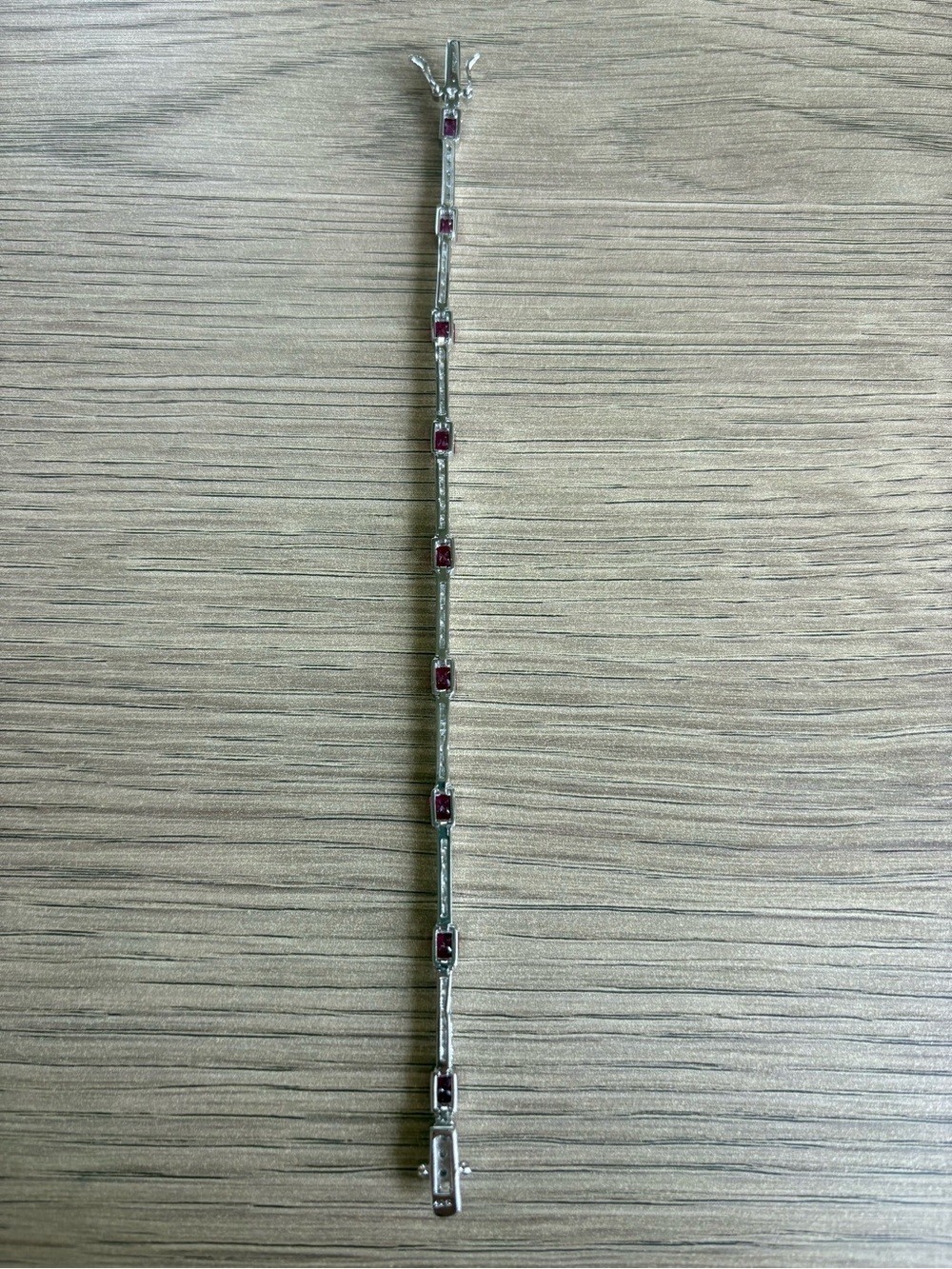 Sterling Silver Thailand Tennis Bracelet with Pink Gem Accents