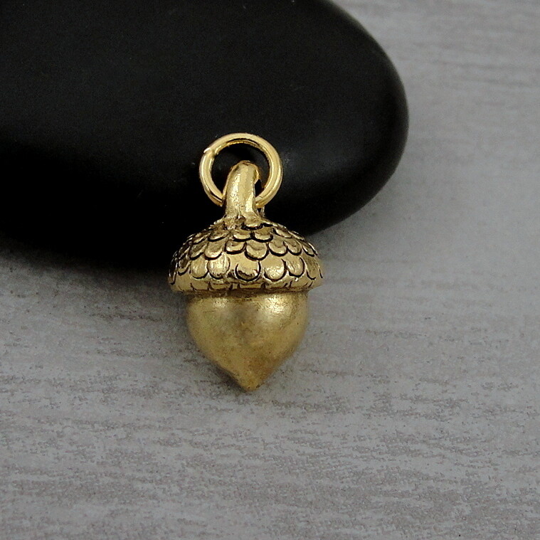 Gold Acorn Charm – Gold Acorn Charm Jewelry – Fall Autumn Nature Pendant NEW
