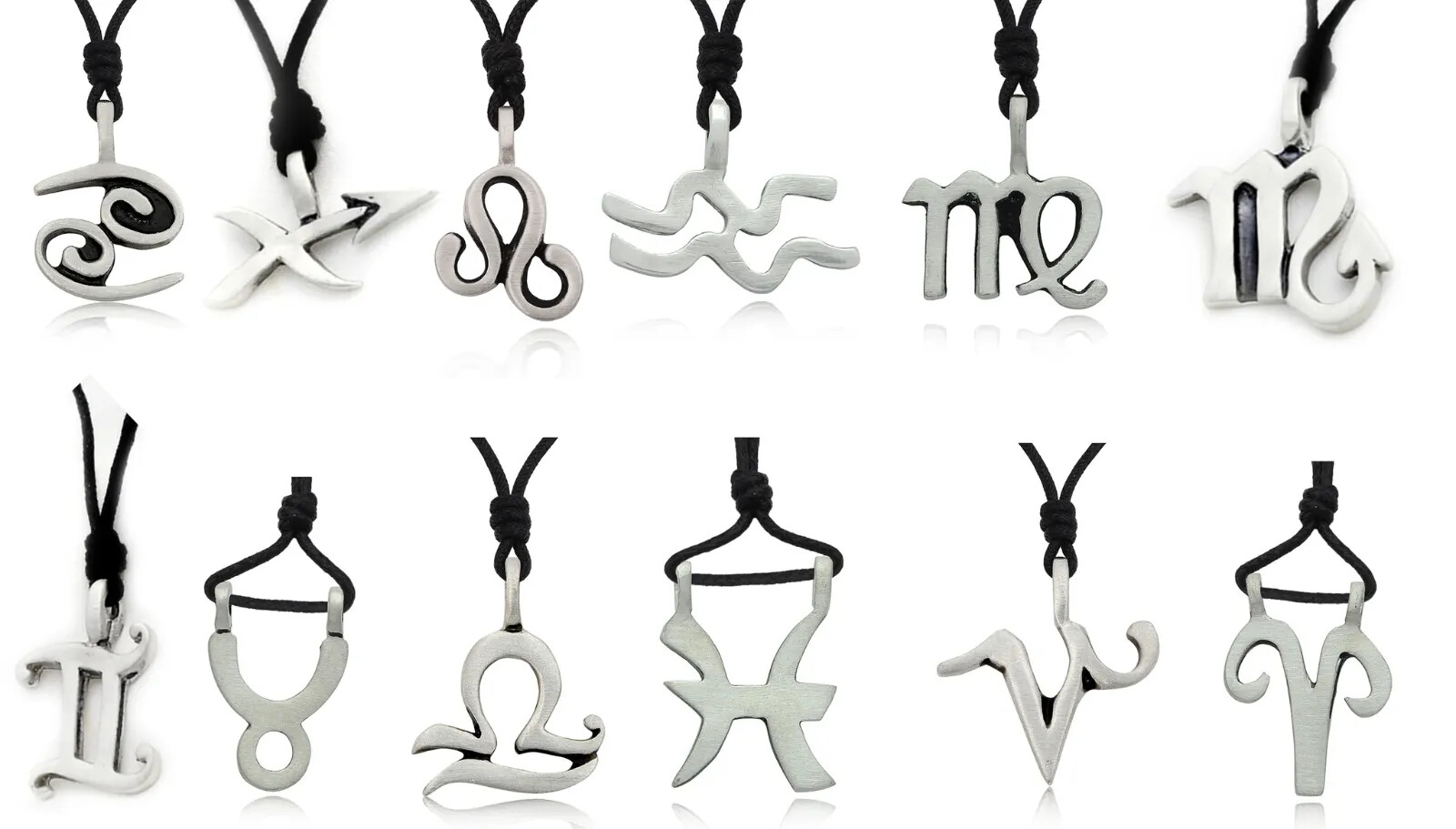 New Astrology Pewter Silver Pewter Charm Symbol Necklace Pendant Jewelry
