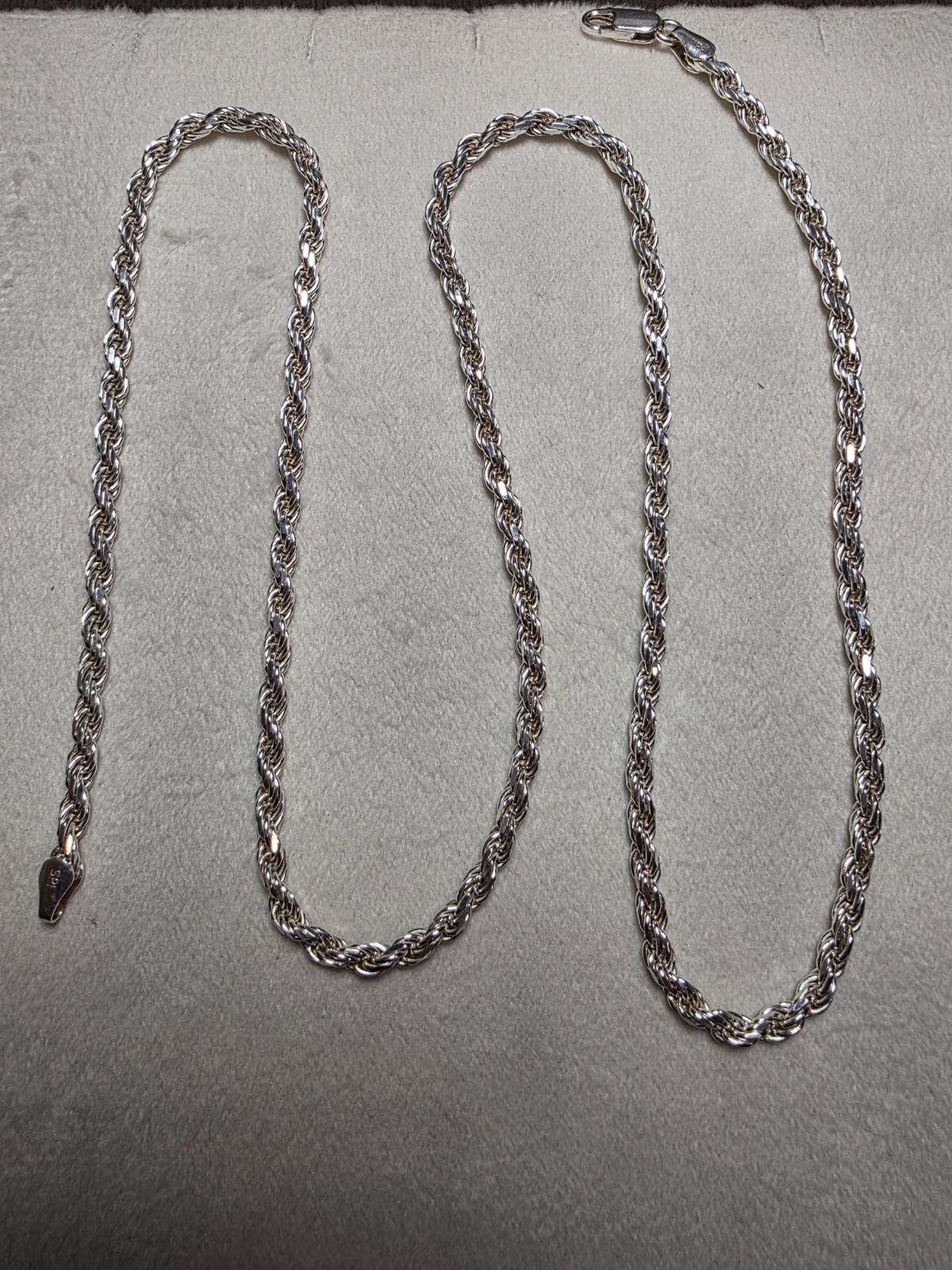 24″ 3.5mm Rope Chain 22.42g Solid 925 Sterling Silver w/ Lobster Clasp