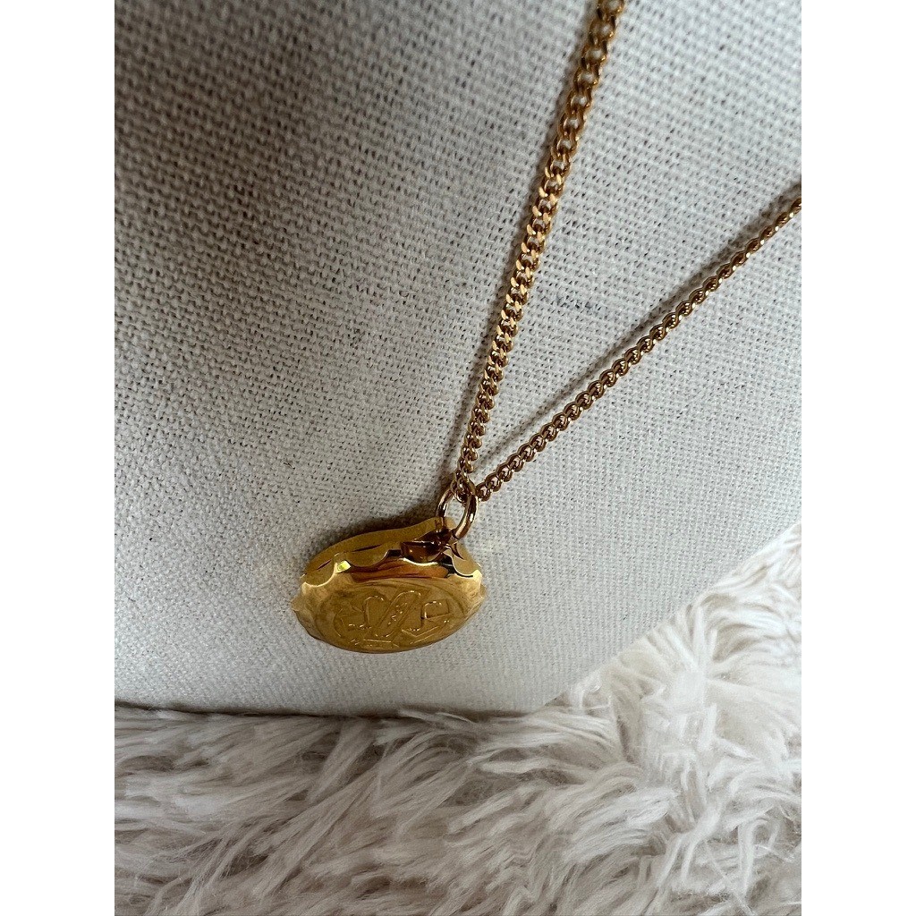 Medical Alert Necklace Emergency info Gold Caduceus Pendant Hidden Compartment