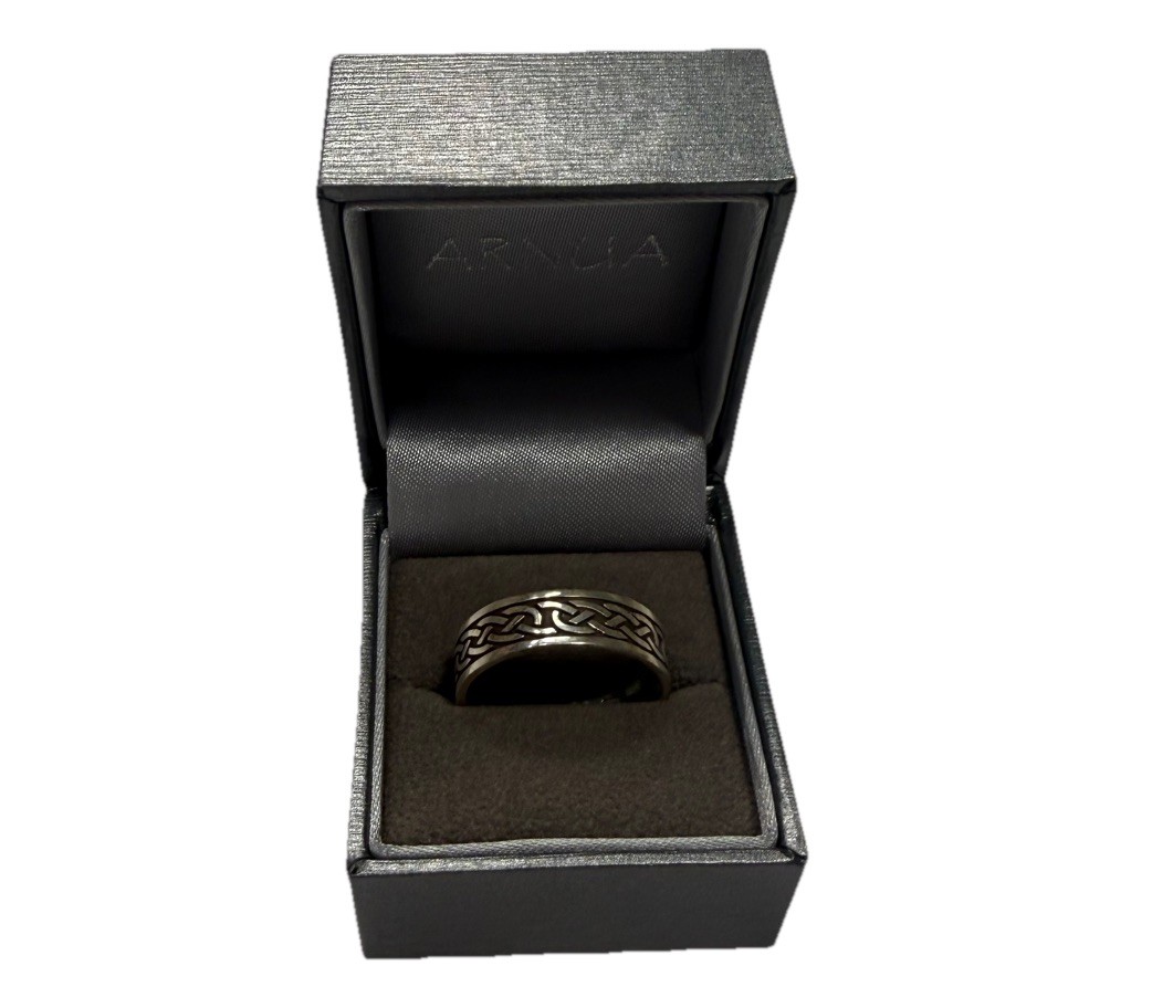 Arnua Celtic Knot Wedding Ring, Size 12.5, 7mm, Silver, New, Includes Box
