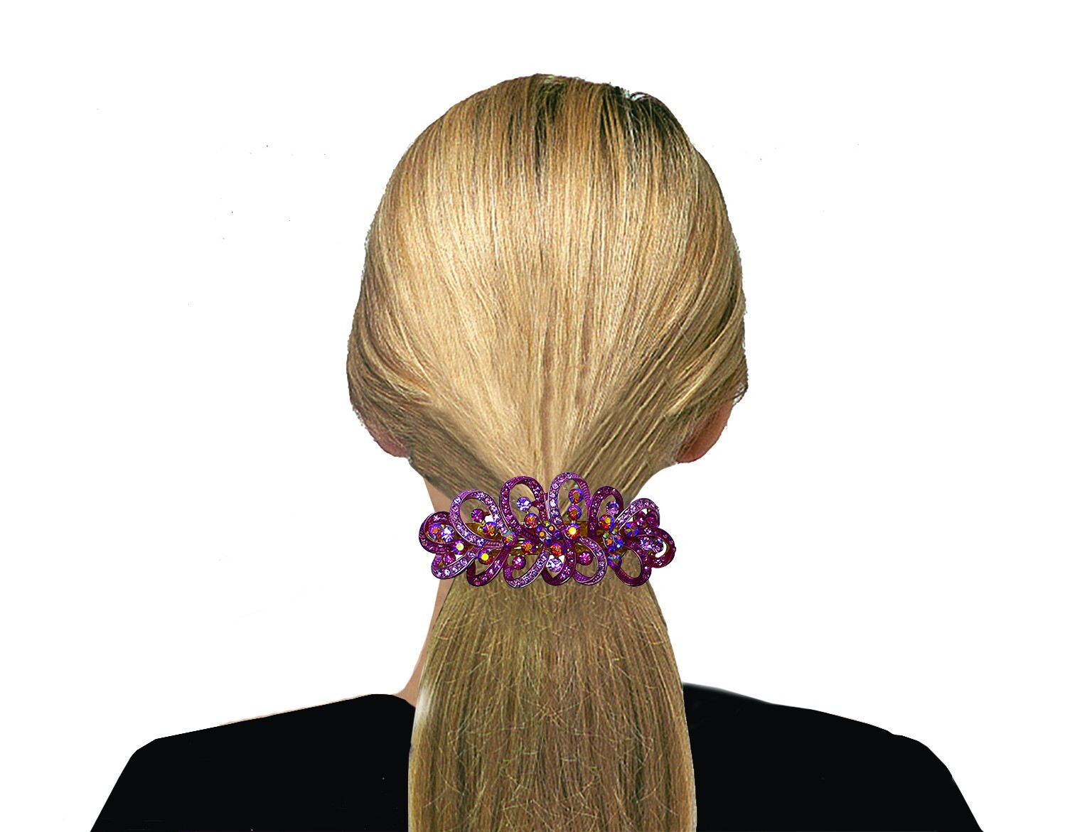 Set of 6 6 Count jcgy Combo 4 Styles Large Crystal Thick Hair Barrettes 0052/7-6