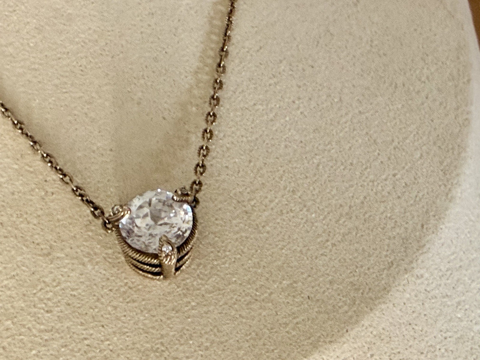 Judith Ripka Gold Over 925 Sterling Diamonique CZ Station Solitaire Necklace