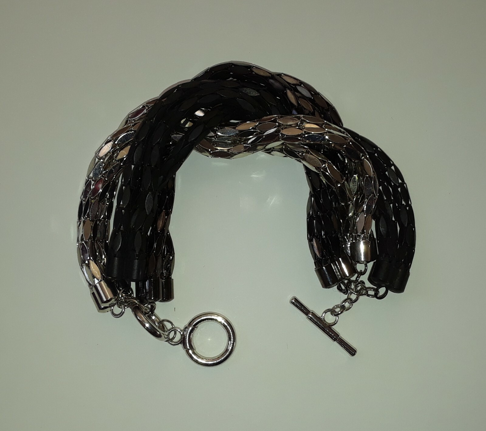 New Women Bracelet Silver-tone/Black,approx 7,5″+1″,Adjustable,Designer Inspired