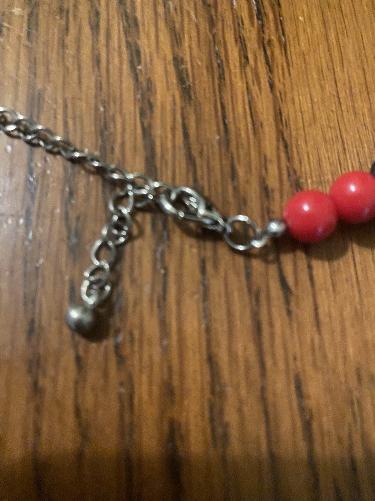 VTG Gymboree Red, Black &White Stripe Chunky Statement Bead Necklace-17″ L