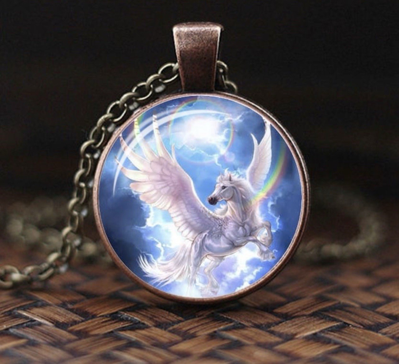 Horse With Wings Pendant On 20″ Brass Necklace USA 🇺🇸 BUY ONE GET ONE FREE.