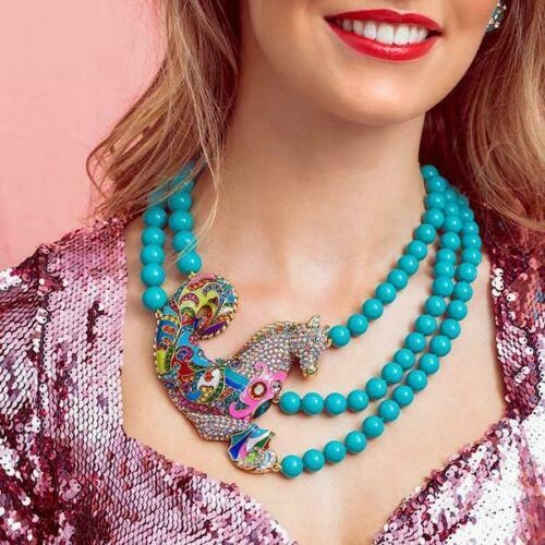 Heidi Daus “Sea stallion” Enamel & Crystal Seahorse Necklace