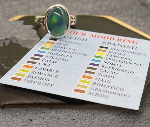 Silver-tone Mood Ring Color Change And Chart Size 10 New Free Ship C441