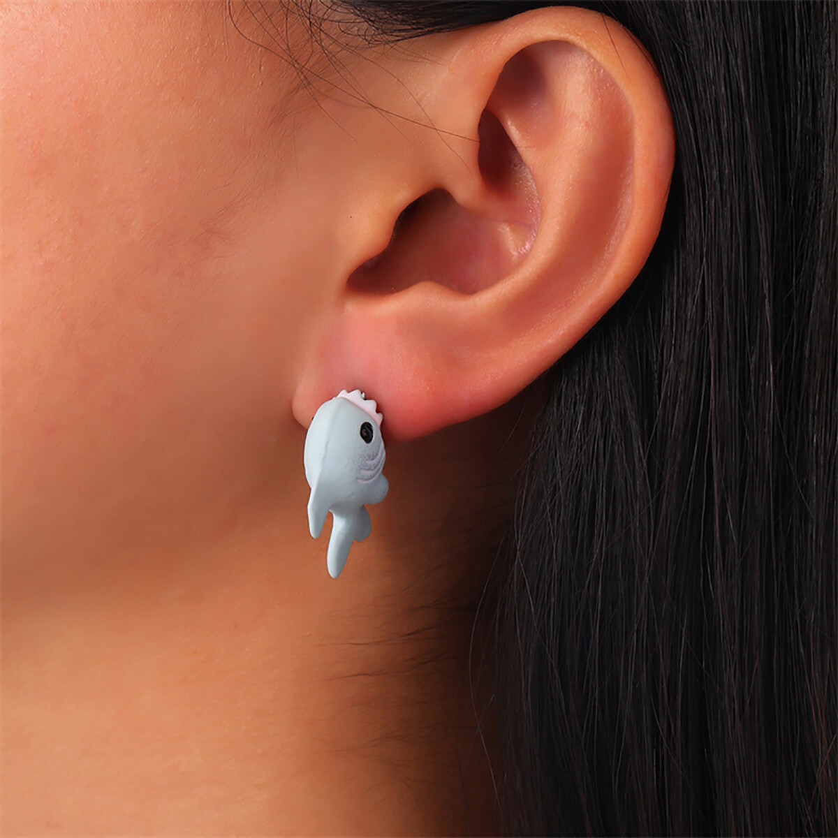 1 Pair Cute Animal Earring Bite Your Ear Cartoon Dinosaur Ear Studs Women Girls