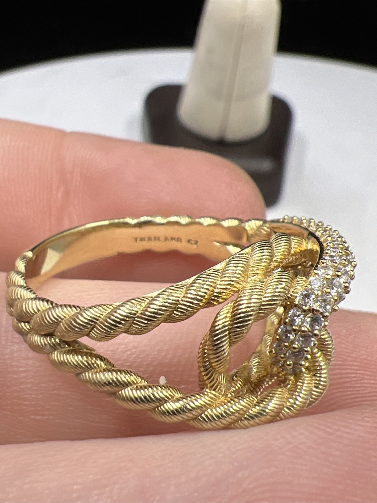 Judith Ripka 1.10 Bella Luce Diamond Simulated CZ Gold Clad Ring Sterling Silver