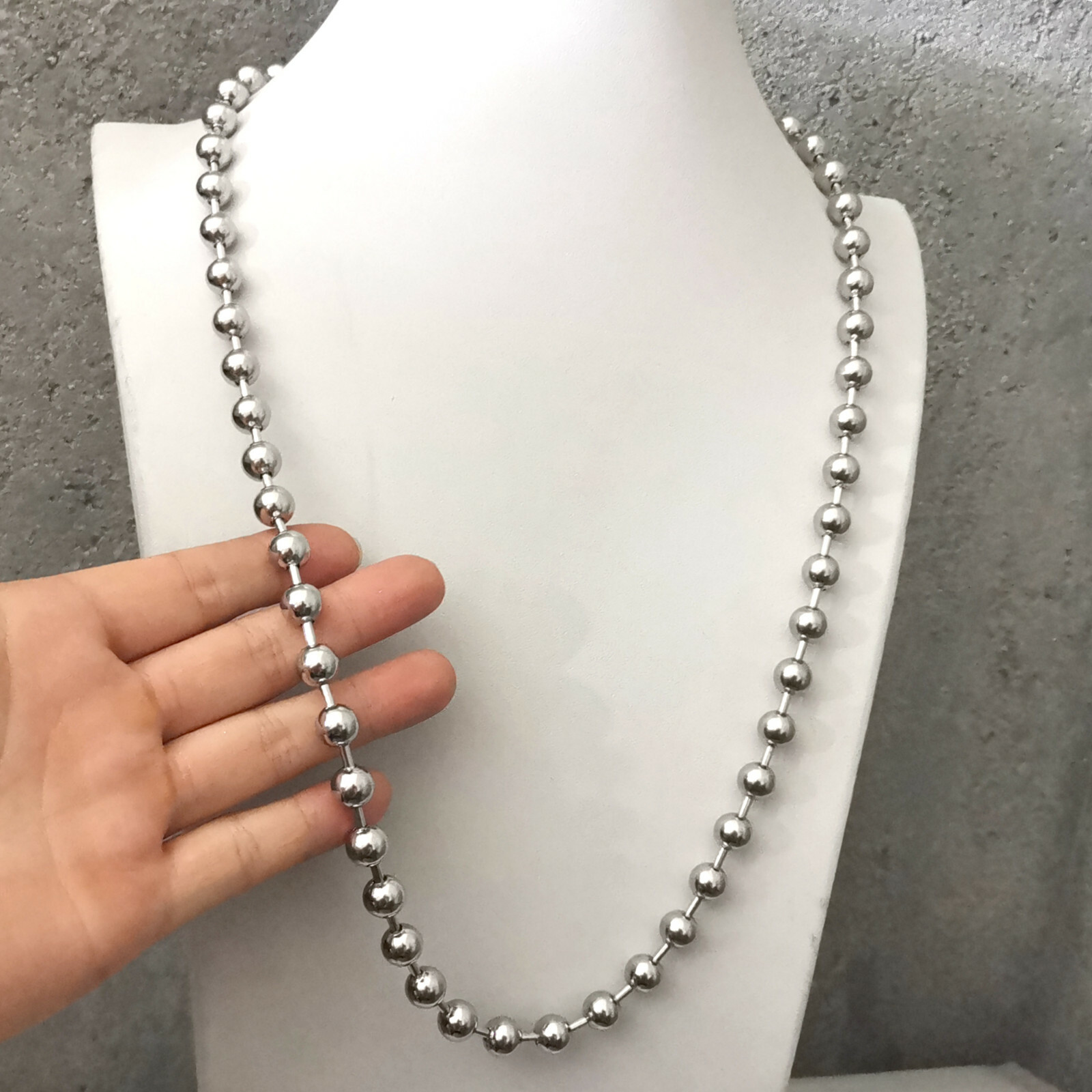 10mm 28”Stainless Steel Huge Round Ball Beads Chain Necklace Silver Mens Gifts