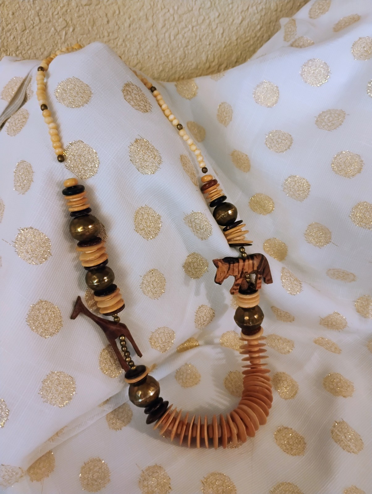 Bohemian Wood Bead Necklace Lot Brown/Black Round Pendant Ball/Bead Chain