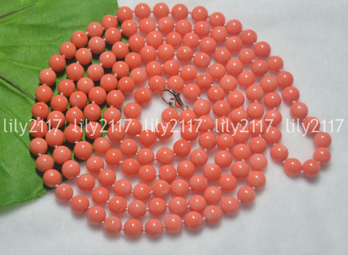 Natural 7-8mm Genuine Pink Coral Gemstone Round Beads Jewelry Necklaces 14-48″