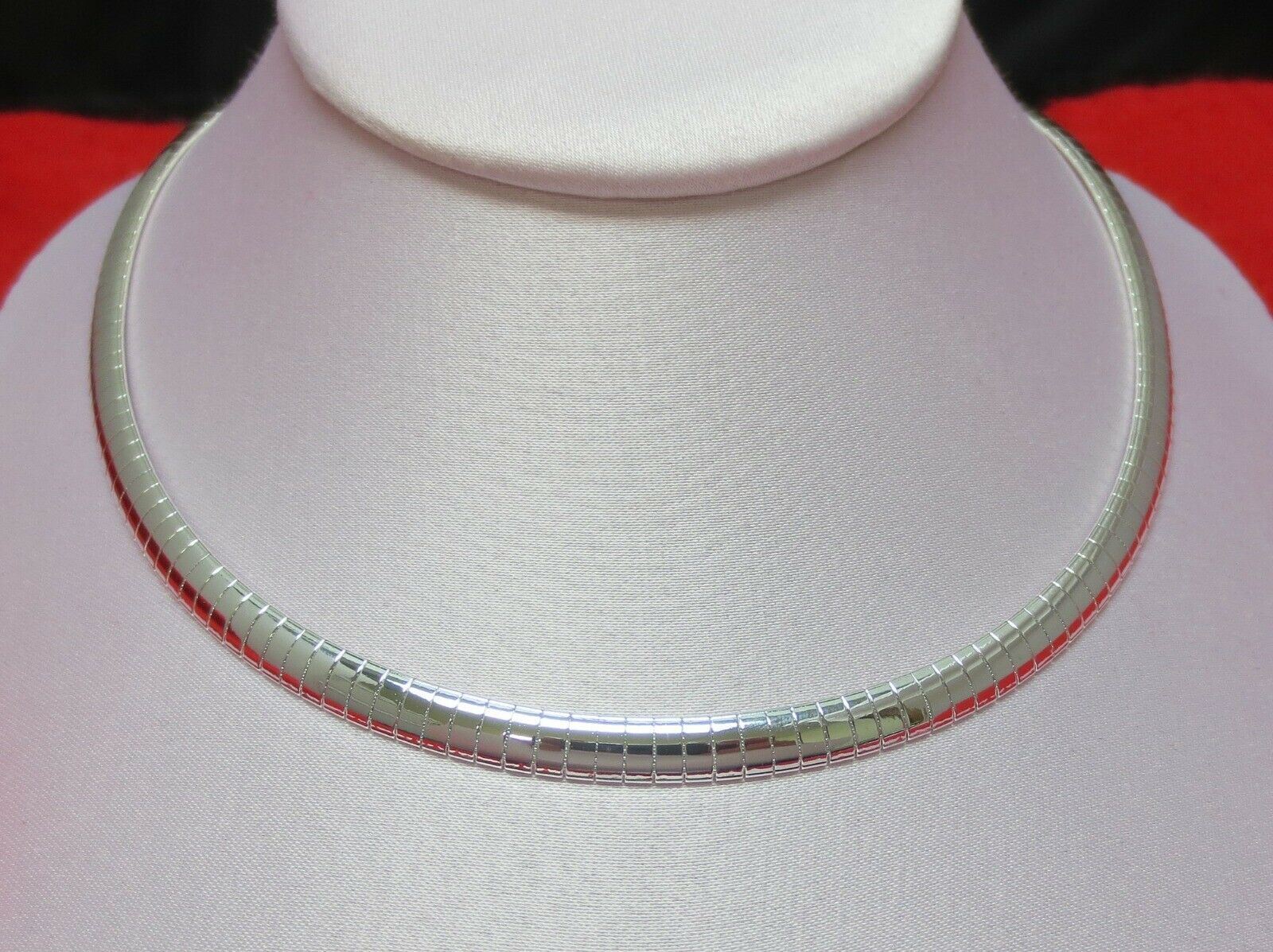 16″-20″ 6MM STERLING SILVER PLATED OMEGA CHAIN NECKLACE