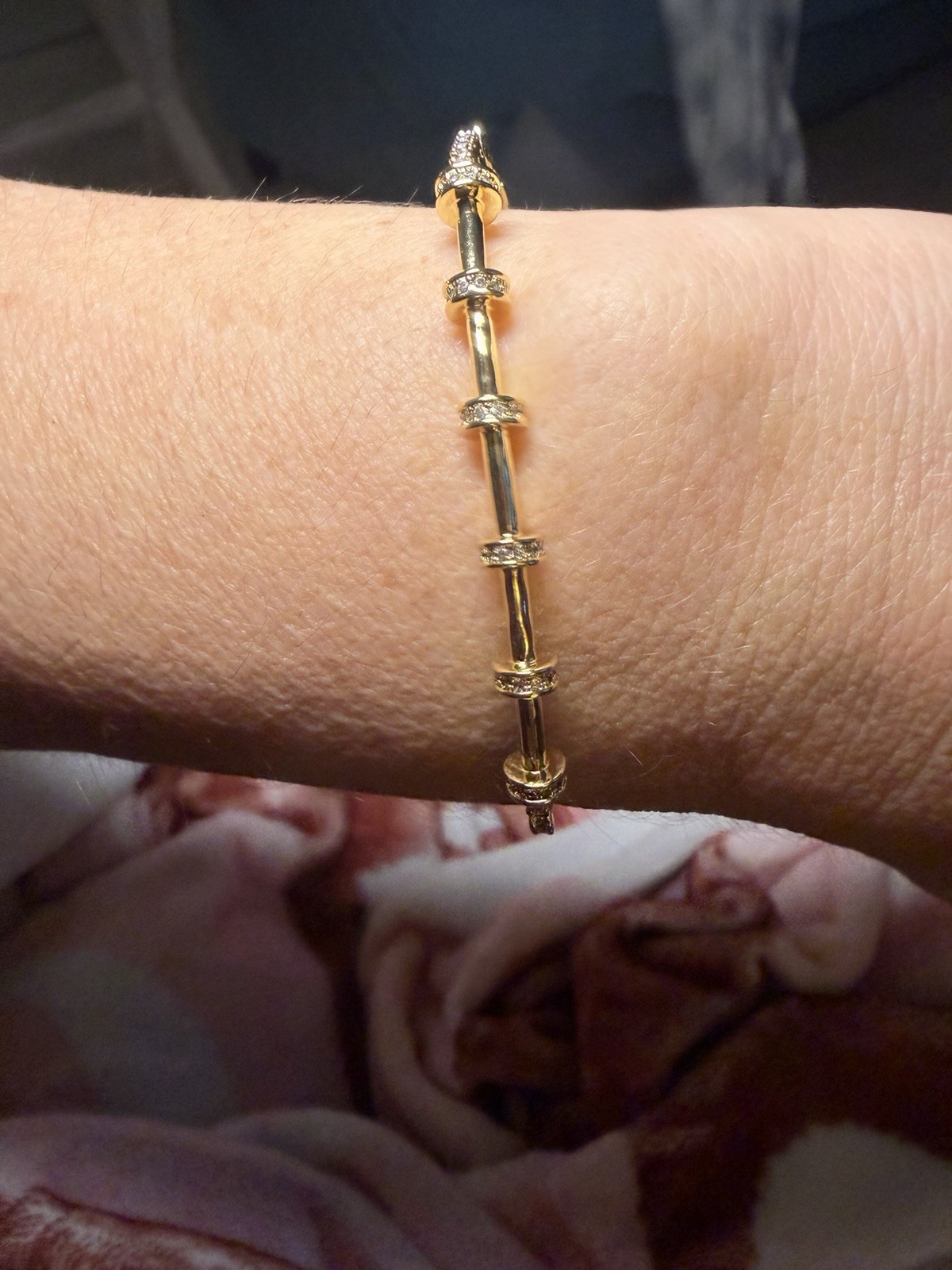 18K Gold Filled AAA CZ Bolo Bracelet Adjustable Sparkling Station Design