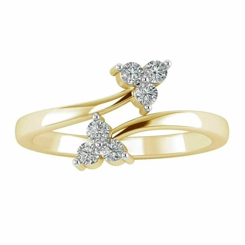 0.15 Ct Round Simulated Diamond Bypass Women’s Toe Ring 14k Yellow Gold Plated