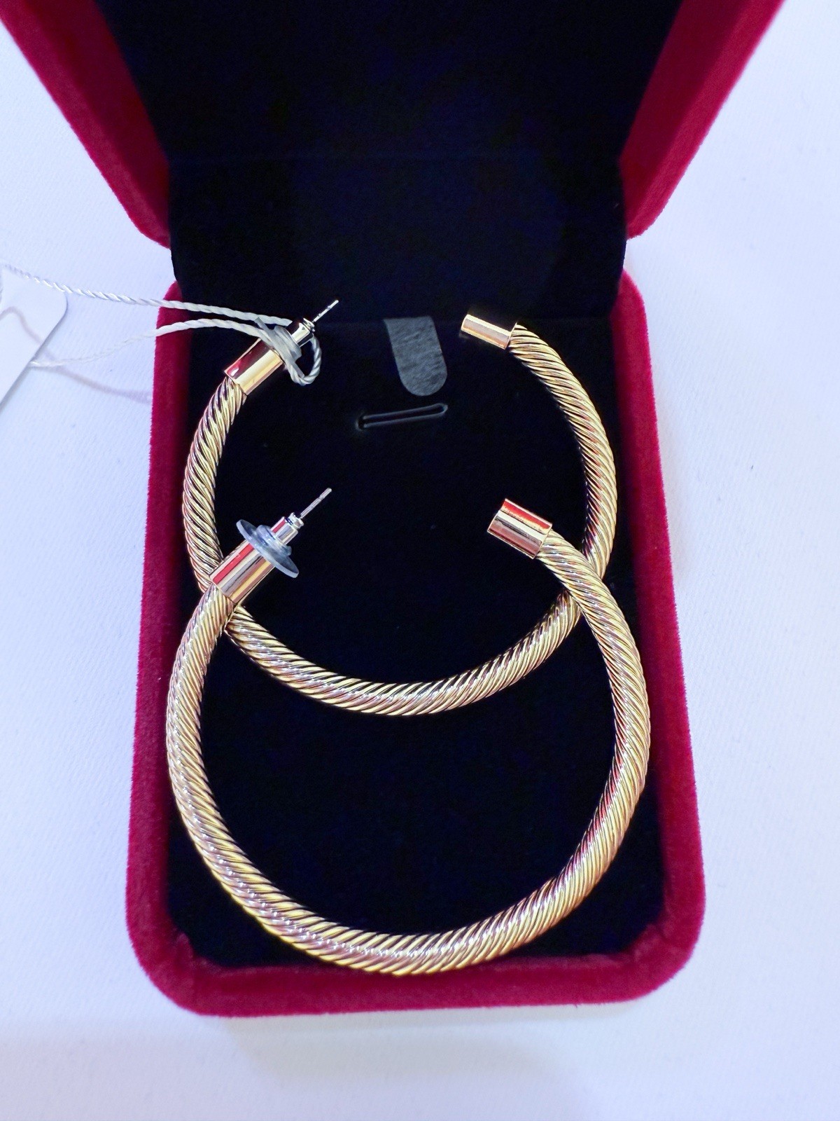 $95 ❤️ 2.2” Gold Hoops Twisted Fashion earrings wedding party formal evening