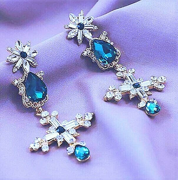 Princess ELEGANT Crystal MALTESE Cross Rhinestone JEWEL Betsey Johnson Earrings
