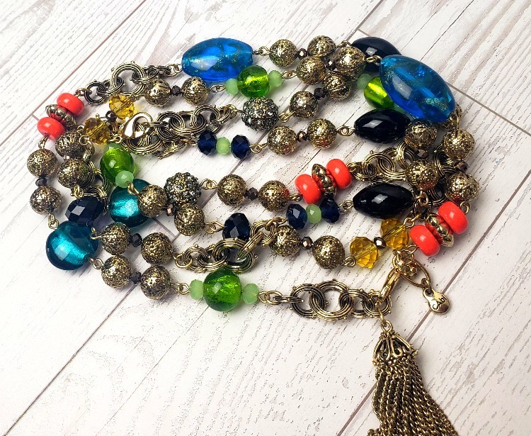 Cabi Necklace Flapper Length Detachable 2 Part Convertible Glass Beads FREE SHIP
