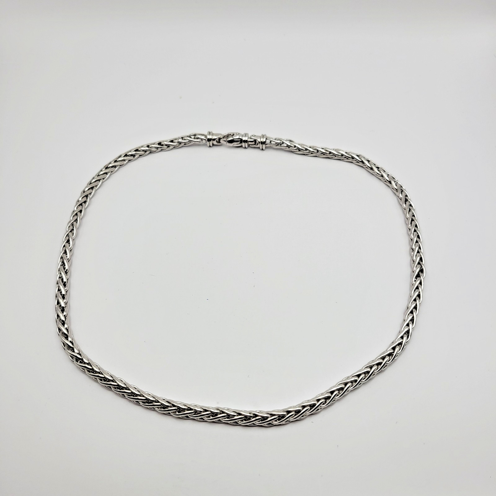 QVC Bronzo Italia Milor Silver Tone 4mm Spiga Wheat Chain Necklace ~ 18″
