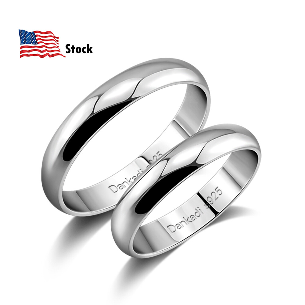 925 Sterling Silver Dome High Polish Comfort Fit Plain Ring Classic Wedding Band