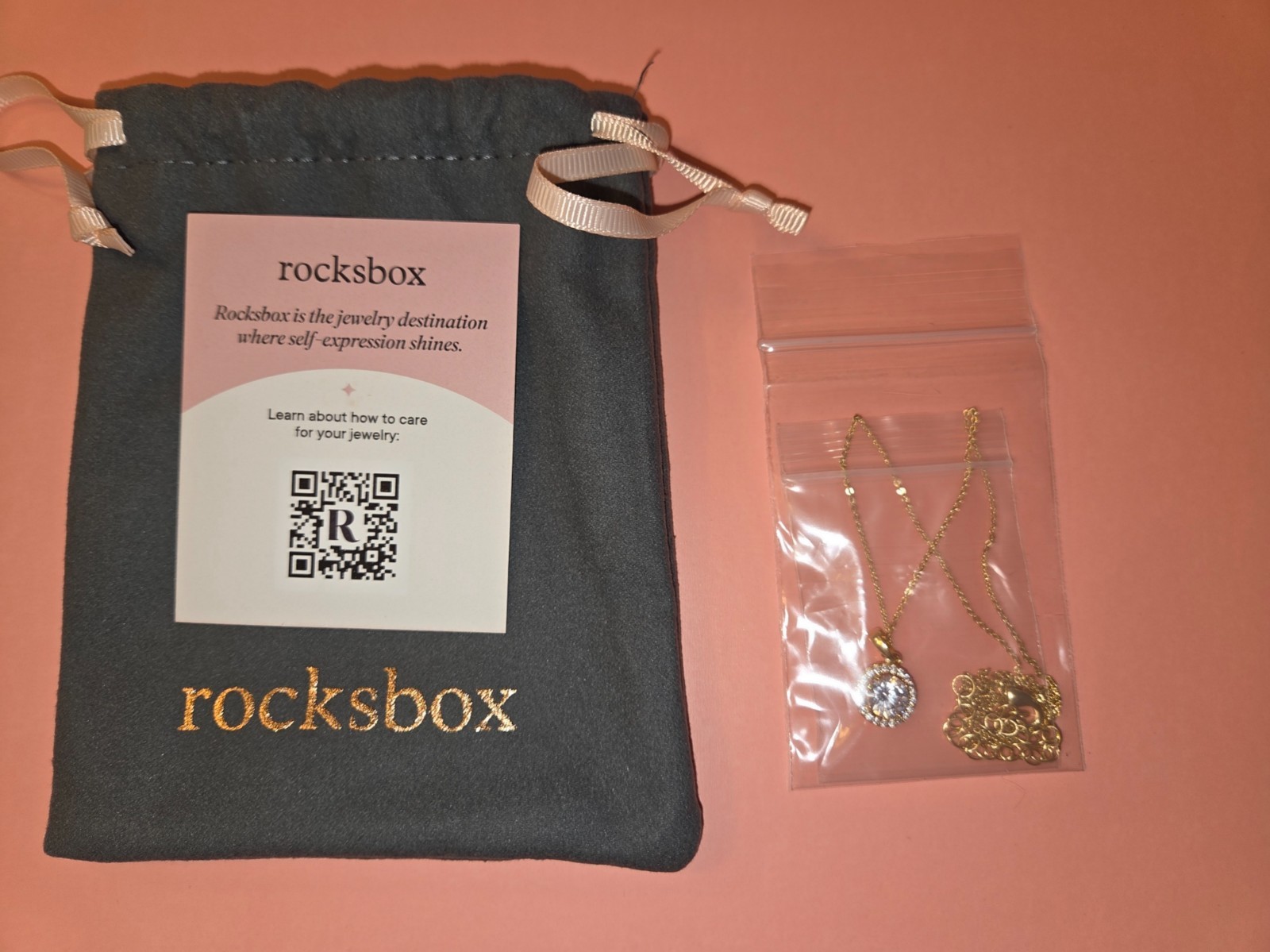 Rocksbox Kate Necklace – Cubic Zirconia – 16″ Round Gold & Clear