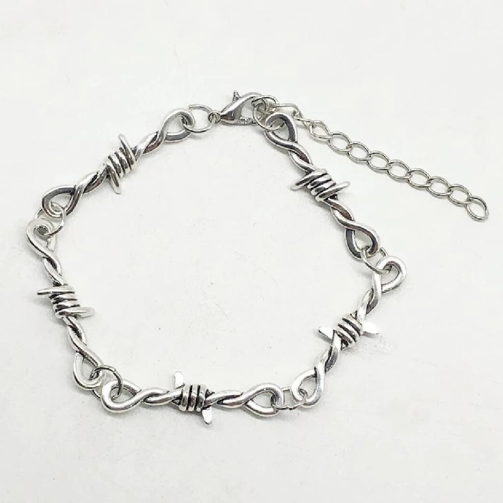 BARBED WIRE BRACELET 7″ Adjustable Punk Rock Rocker Goth Metal Alloy Skin Safe