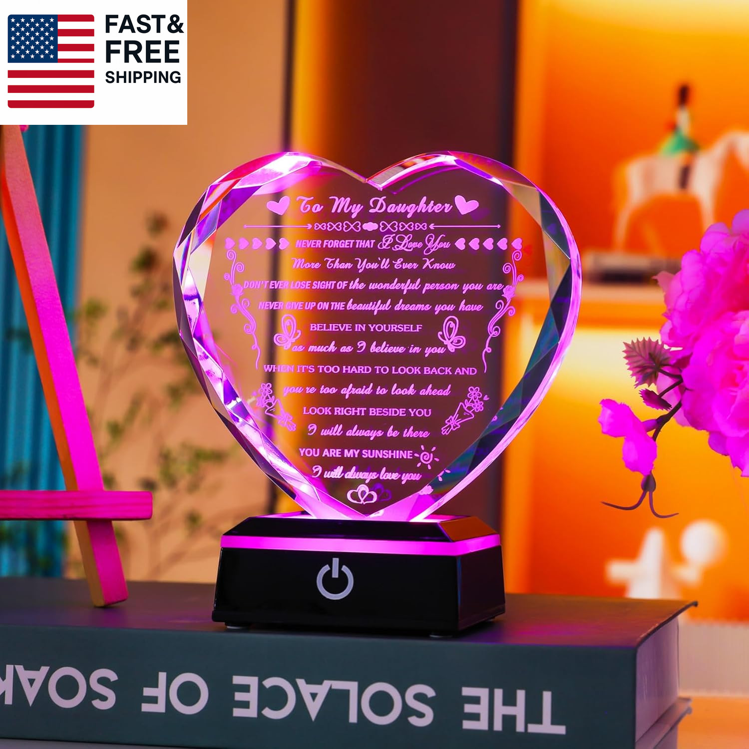 Daughter Gifts with Colorful LED Base, Daughter Birthday Gifts Adult from Mom D