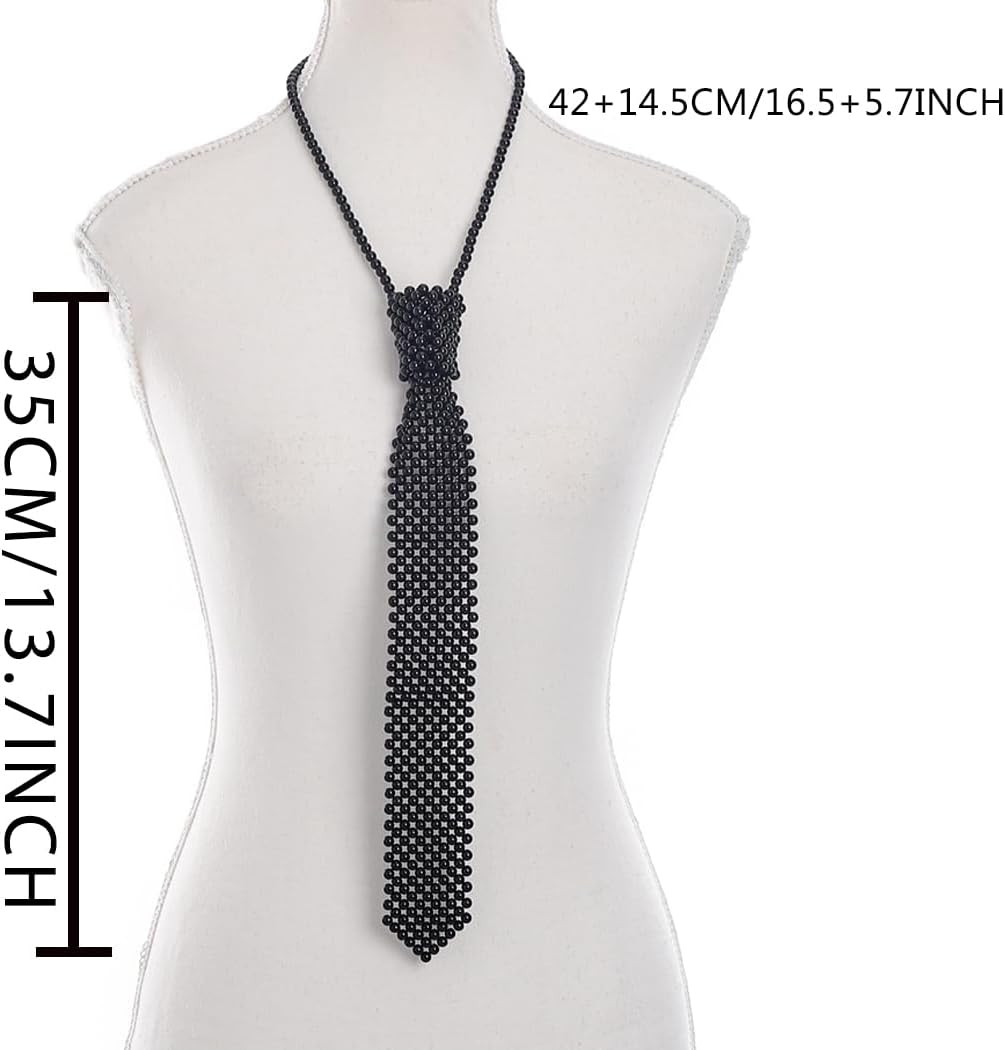 Long Pearl Necklace Pearls Neck Tie Black Pearl Necktie Pearl Body Jewelry for W