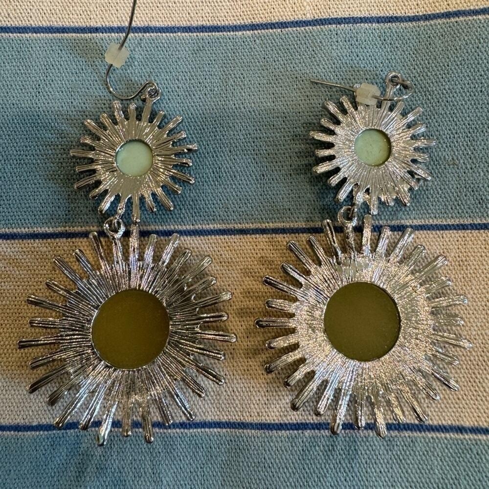 Starburst Teal and Silver Earrings – Never Worn!