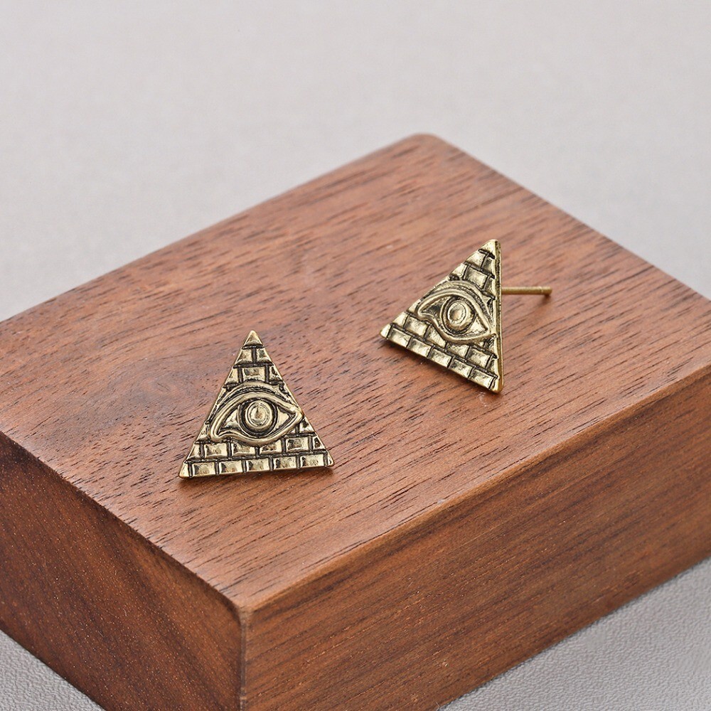 Ancient Egypt Stud Evil Eye Earrings Women Vintage Jewelry Pyramid Symbol Old
