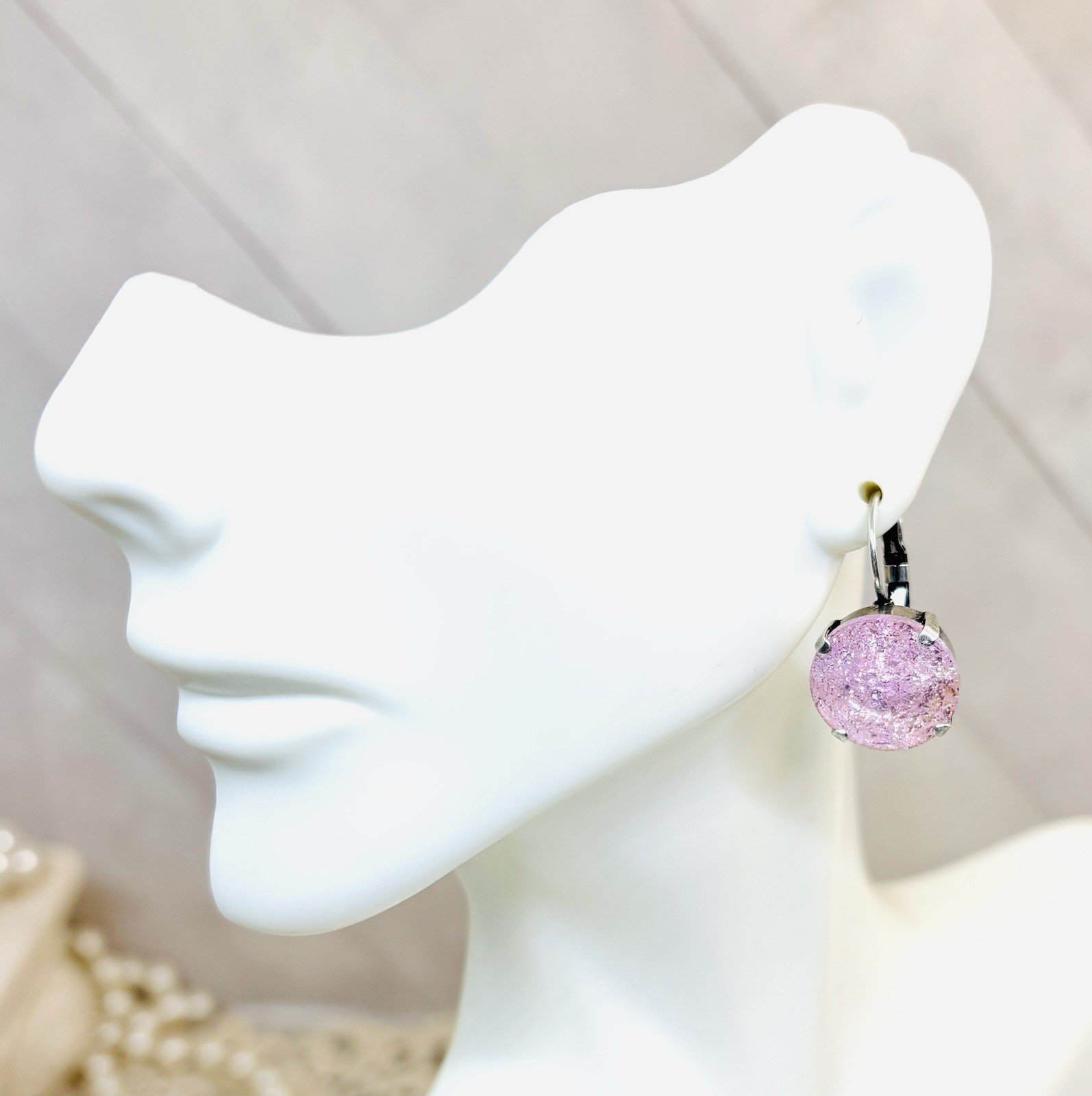 14mm Silver Plated Pink Ice Crystal Cup Chain Earrings