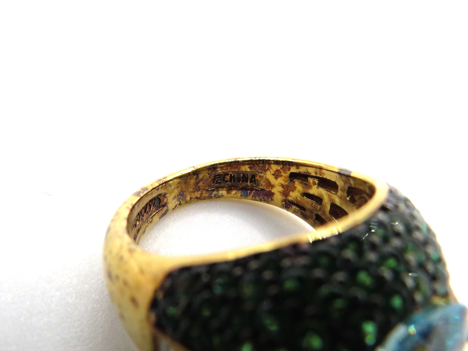 VINTAGE 925 STERLING SILVER RING w BLUE CUBIC ZIRCONIA STONE 9.9×8.1mm- SIZE 5**