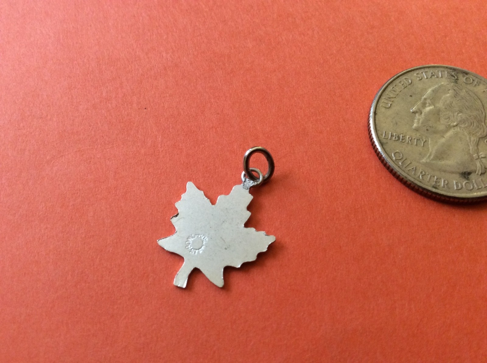 Canada etched maple leaf pendant charm cute