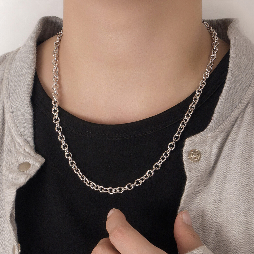 925 Sterling Silver Men’s 6mm Rolo Chain Necklace Round Cable Link Necklace