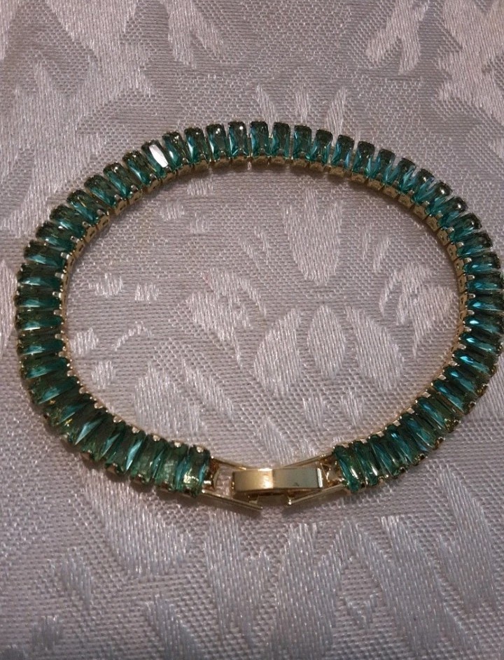 12.5 ctw lab Created faceted paraiba/cyan tourmaline tennis bracelet