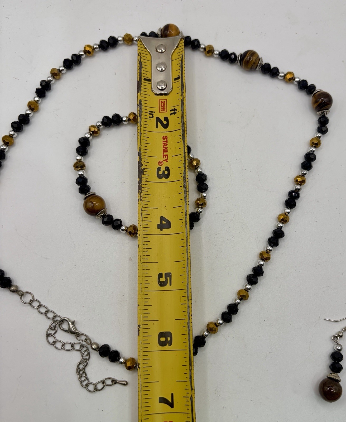 Luna Norte Tiger Eye Beaded Jewelry Set Necklace Bracelet Earrings Boxed