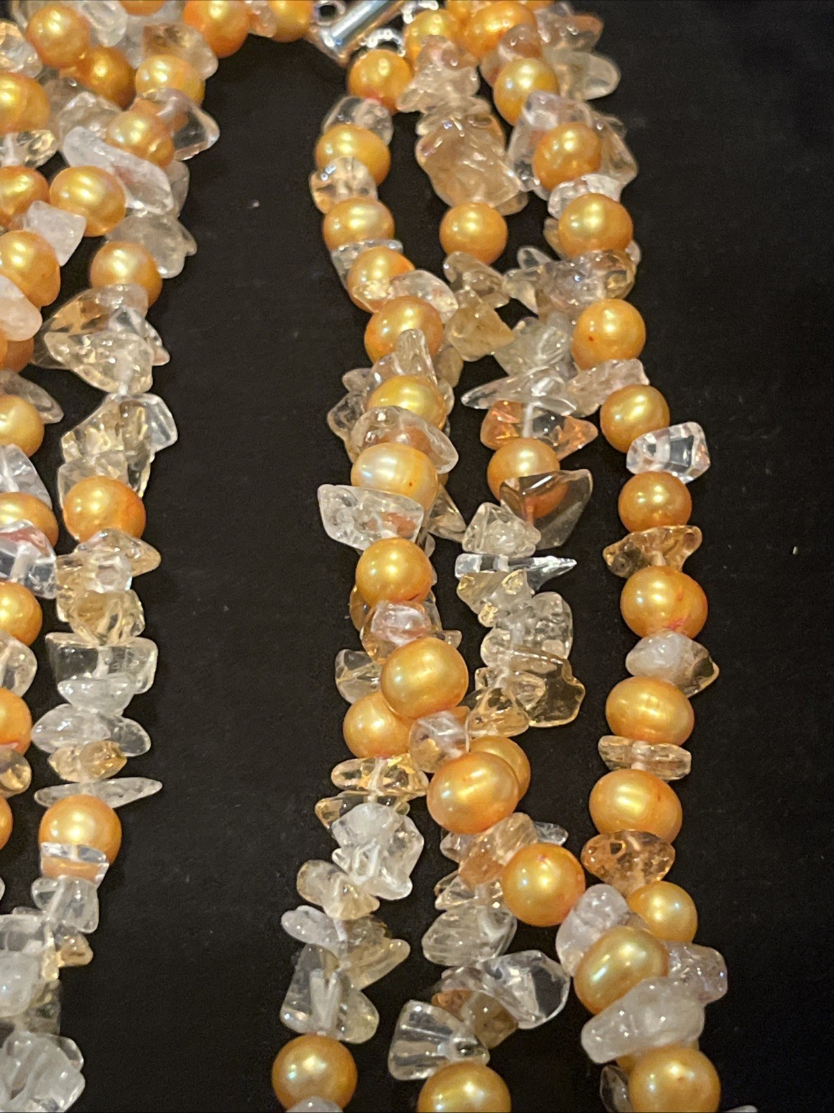 Ross Simons Sterling Silver 925 Necklace Torsade Baroque Pearls Citrine Quartz