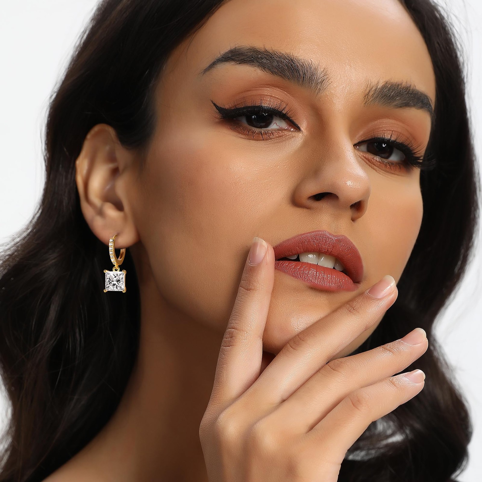 18K Gold Plated Dangle Hoop Earrings Set for Women Hypoallergenic Huggie Earr…