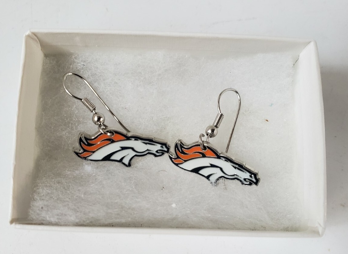 Running Horse Orange & White Enamelware Pierced Earrings