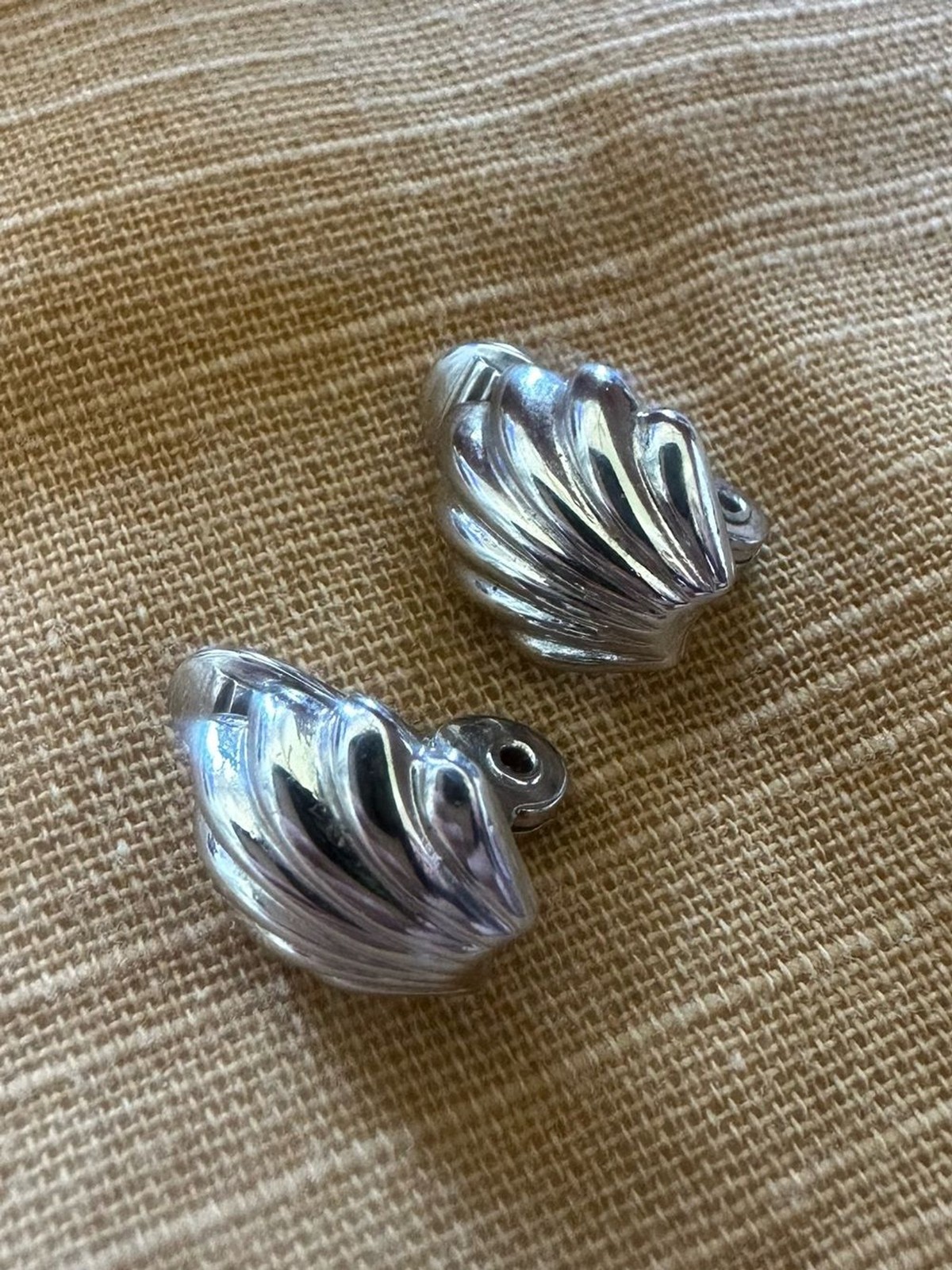 Vintage Monet Silver Shell Motif Clip-On Earrings