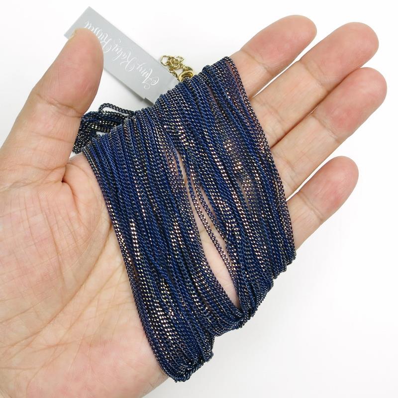 NWT Amy Kahn Russell Enameled Liquid Chain 35″ Long Necklace in Navy Versatile!