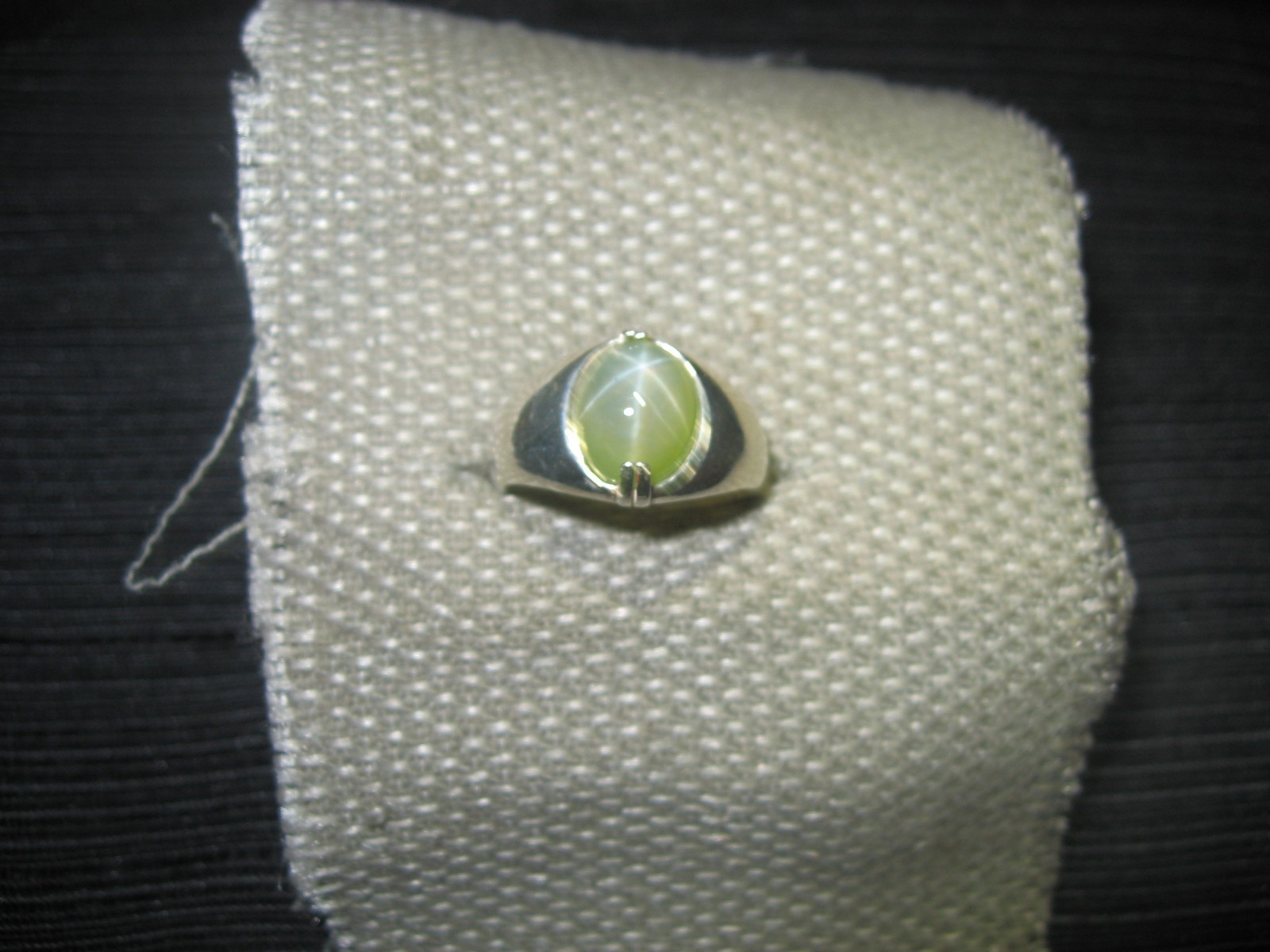 9X11M TRANSLUCENT SIGNED FERN GREEN LINDE STAR SAPPHIRE RING .925 STERLING SZ 9