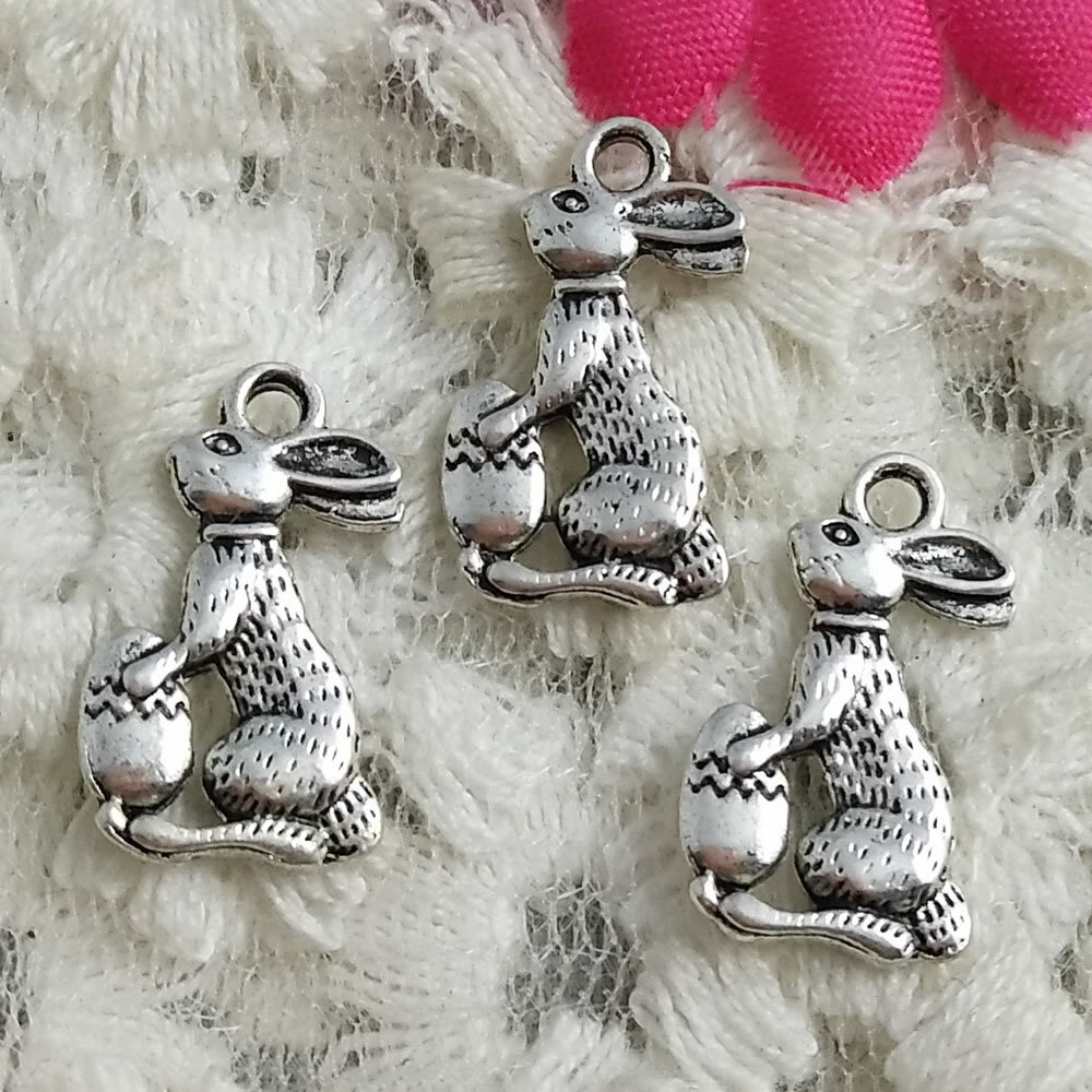 Free Ship 70 Pcs Antique Silver Rabbit Charms Pendant 17X10MM H-1688