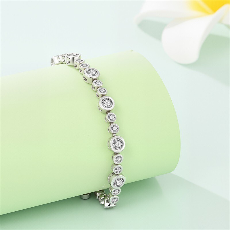 KUNSIR 925 Sterling Silver Tennis Bracelet for Women Adjustable Bubble Bracelet