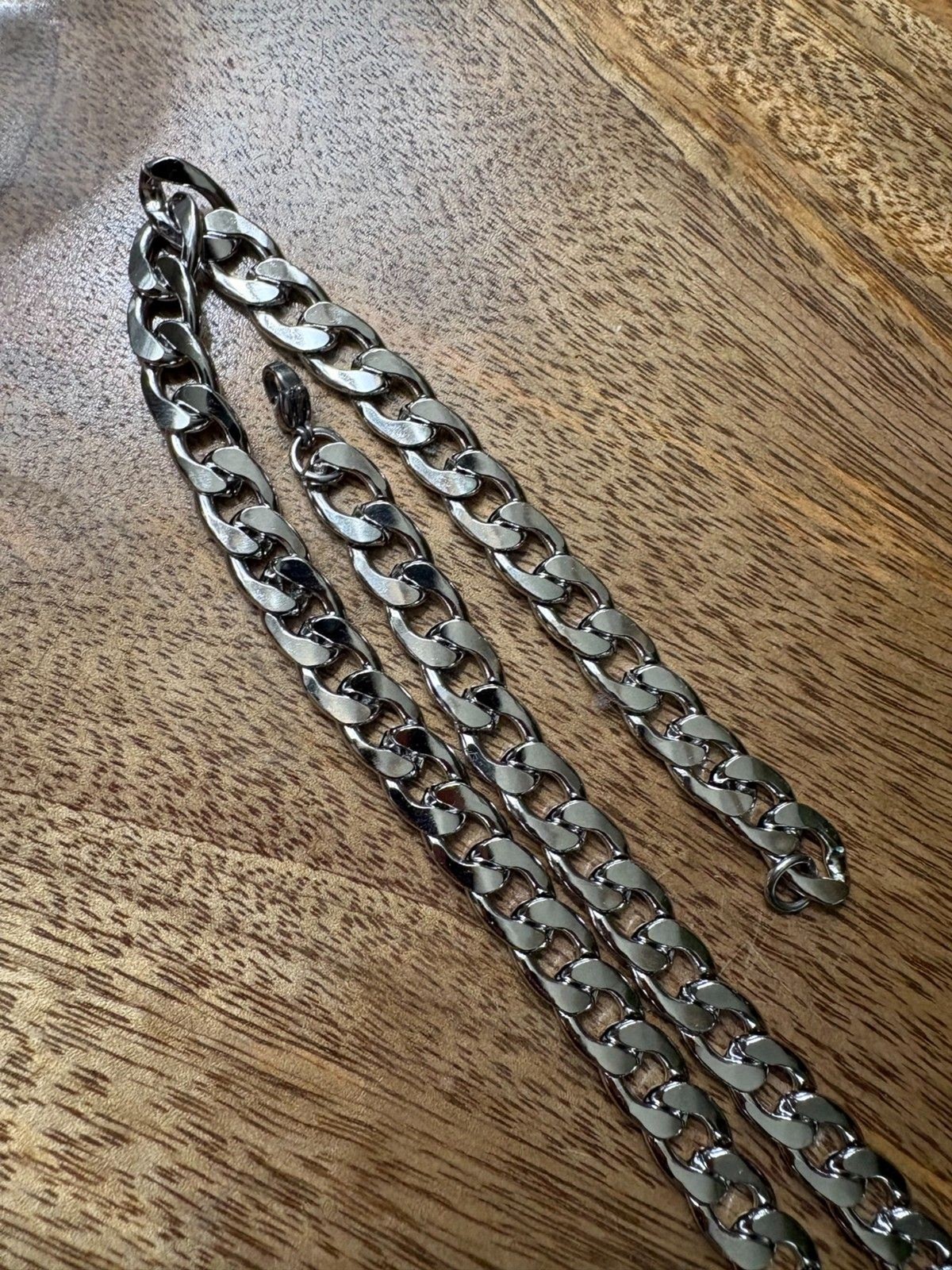 8mm Stainless Steel Cuban Link Chain Necklace Silver 21in 55cm Men Women