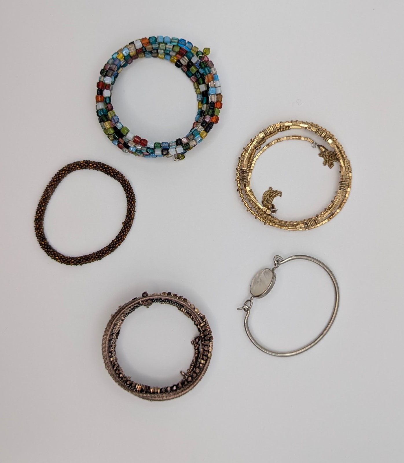 Stella & Dot Bracelet Lot 5 Wrap Coil Beaded Bangle Gold Silver Multicolor