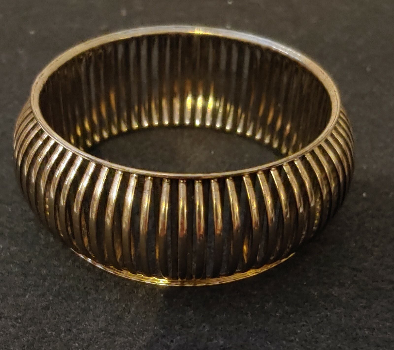 Bangle Bracelet ( Brass ) Ribbed as Shown – 1 1/8in Wide ( Inside Dia 2 1/2in )